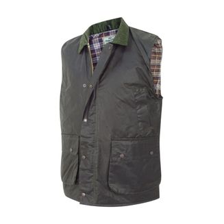 Hoggs Of Fife Waxed Waistcoat - Olive Green