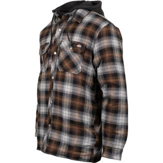 Dickies Men's Long Sleeve Fleeced Flannel Hooded Black Jack Shirt