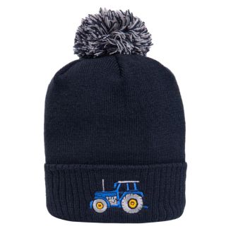 British Country Collection Christmas Tractor Pom Pom Beanie Hat - One Size