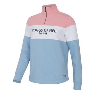 Hoggs Dumfries 1888 Ladies 1/4 Pink/White/Blue Sweatshirt