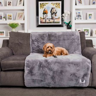 Pet Rebellion Comfy Grey Faux Fur Furniture Cover
