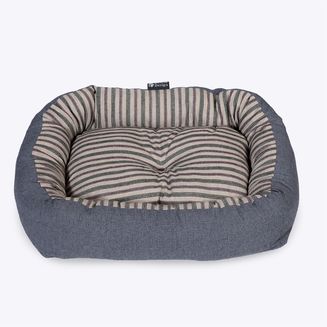 Danish Design Rustic Stripes Snuggle Bed Denim Pet Bed Blue/Multi
