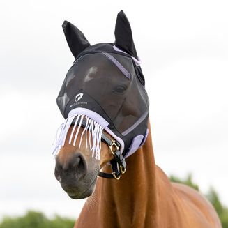 Hy Equestrian Mesh Half Mask with Ears and Fringe