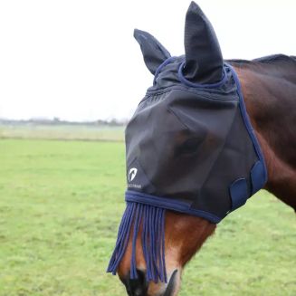 Hy Equestrian Mesh Protect Mask With Lycra Ears and Fringe