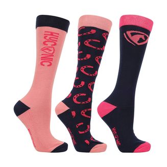 Hyconic Pattern Socks By Hy Equestrian Adult Navy/Pink
