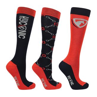 Hyconic Pattern Socks By Hy Equestrian Adult Navy/Red