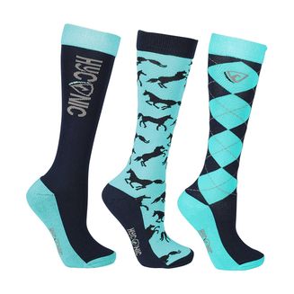 Hyconic Pattern Socks By Hy Equestrian Adult Navy/Teal