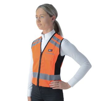 Reflector Waistcoat Pass Wide/Slow By Hy Equestrian Orange Orange/Black
