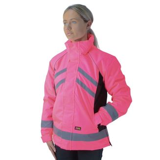 Reflector Waterproof Riding Jacket By Hy Equestrian Pink Pink/Black