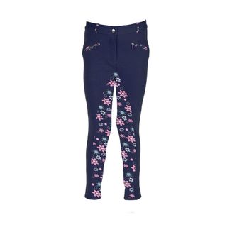HyPERFORMANCE Wavy Children's Jodhpurs - Navy/Pink: Flower Power Print