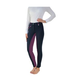 HyPERFORMANCE Manby Ladies Jodhpurs - Navy/Burgundy