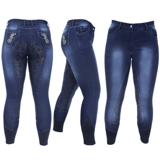 HyPERFORMANCE Cheltenham Denim Look Ladies Breeches - Washed Denim