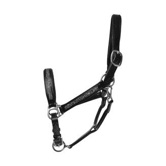 Hy Encrusted Leather Head Collar - Black