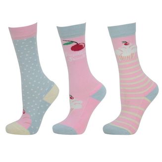 HyFASHION Cupcake Socks (Pack of 3) - Blue Tint/Pink Icing - Adult 4-8