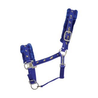 Hy Horse Print Faux Fur Padded Head Collar - Royal Blue - Full