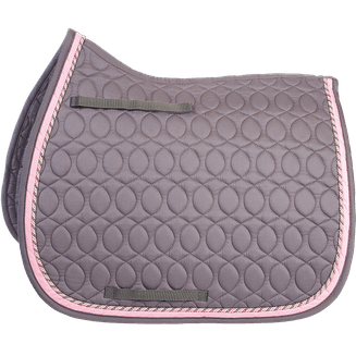 HySPEED Deluxe Saddle Pad with Cord Binding - Grey/Grey, Pink &amp; Silver Cord