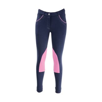 HyPERFORMANCE Darcy Diamante Mizs Jodhpurs - Navy/Pink