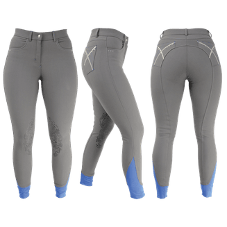 HyPERFORMANCE Olympian Ladies Breeches - Steel Grey/Royal Blue