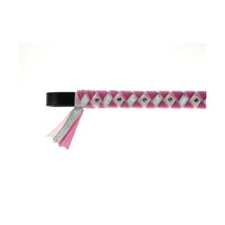 ShowQuest York Brow Band - Cerise/Pale Pink/Silver with Crystals