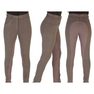 HyPERFORMANCE Rio Ladies Jodhpurs - Dark Brown/Toffee Check/Brown Seat
