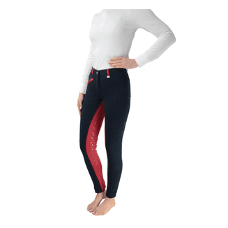 HyPERFORMANCE Saxby Silicone Jodhpurs - Marine Navy/Red