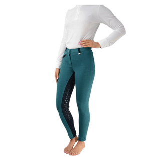 HyPERFORMANCE Saxby Silicone Jodhpurs - Peacock Green/Marine Navy