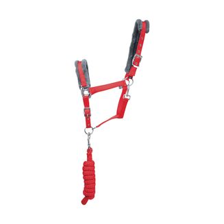 Hy Sport Active Head Collar &amp; Lead Rope - Rosette Red
