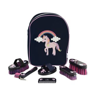 Little Unicorn Complete Grooming Kit Rucksack by Little Rider - Navy/Pink