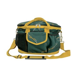Hy Equestrian Elegant Stirrup and Bit Grooming Bag - Forest Green/Gold/Silver - One Size