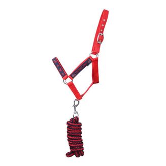 Hy Equestrian Tractors Rock Head Collar and Lead Rope - Navy/Red