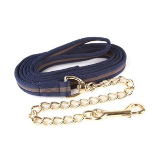 Hy Soft Webbing Lead Rein with Chain - Navy/Grey