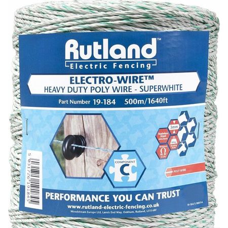 Rutland Polywire Super White Electro-Wire - 500 metres only £24.68