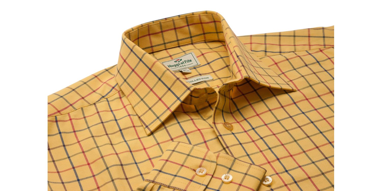 Hoggs Of Fife Inverness Cotton Tattersall Shirt - Brown/Gold/Navy, Long Staple Cotton, Machine Washable - View #4