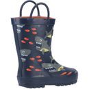 Cotswold Puddle Waterproof Pull On Children's Shark Print Wellington Boots additional 5