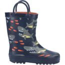 Cotswold Puddle Waterproof Pull On Children's Shark Print Wellington Boots additional 4