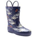 Cotswold Puddle Waterproof Pull On Children's Shark Print Wellington Boots additional 3