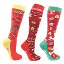 Hy Equestrian Christmas Cross Stitch Socks (Pack of 3) additional 1