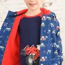Lighthouse Finlay Boys Tractor Print Waterproof Coat - Navy Blue additional 6