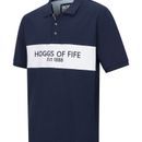 Hoggs of Fife Mens Sterwart Block Pique Navy Polo Shirt additional 1