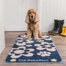 Pet Rebellion, Stop Muddy Paws Blue Flower Print XL Mat additional 1