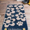 Pet Rebellion, Stop Muddy Paws Blue Flower Print XL Mat additional 2