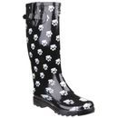 Cotswold Dog Paw Print Wellington Boots - Black &amp; White additional 1