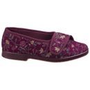 Wilma Ladies Wide Fit Slipper in Wine additional 4
