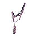 Hy Tartan Head Collar with Lead Rope - Pink/Navy/Kingfisher Blue additional 2