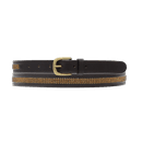 Hy Crystal Diamante Leather Belt - Brown - Gold Diamante additional 1