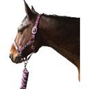 Hy Tartan Head Collar with Lead Rope - Raspberry/White/Navy additional 1