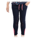 Felicity Flower Pull on Jodhpurs by Little Rider - Fuchsia Pink/Navy additional 1