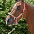 Hy Multicolour Adjustable Head Collar with Rope - Pink/Yellow/Teal additional 2