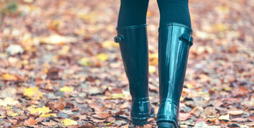 Fashionable,Women's,Boots.,Walk,Through,The,Park,In,The,Autumn.