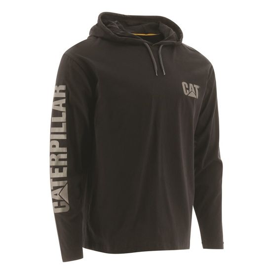 Caterpillar Hooded Long Sleeve T-Shirt - Black